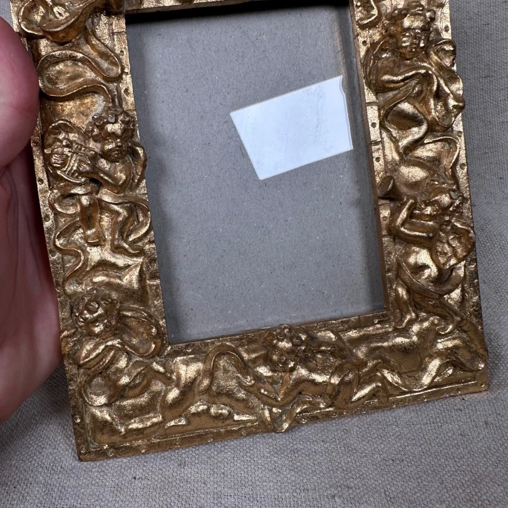 Gold Cherub Angel Ornate Baroque Picture Frame Ornate Small Victorian 3.5X5